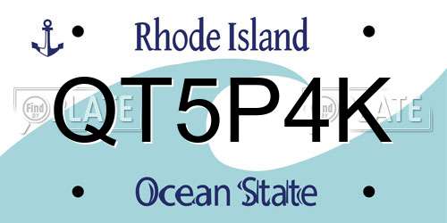 QT5P4K Rhode Island License Plate