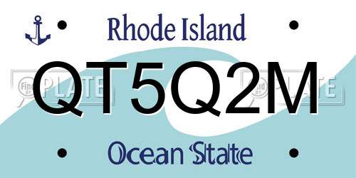 QT5Q2M Rhode Island License Plate