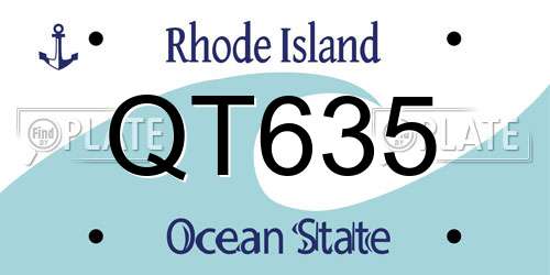 QT635 Rhode Island License Plate