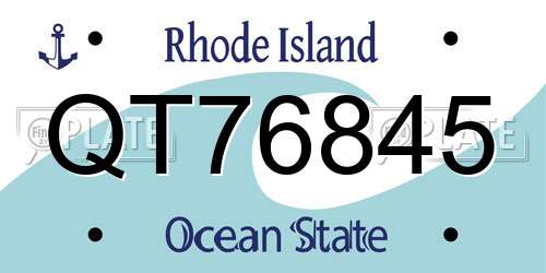 QT76845 Rhode Island License Plate