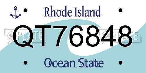 QT76848 Rhode Island License Plate
