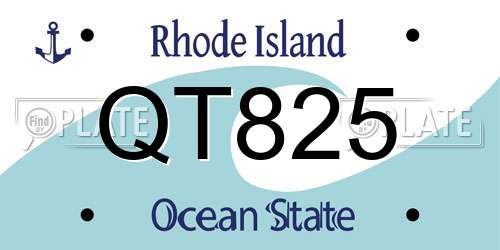 QT825 Rhode Island License Plate