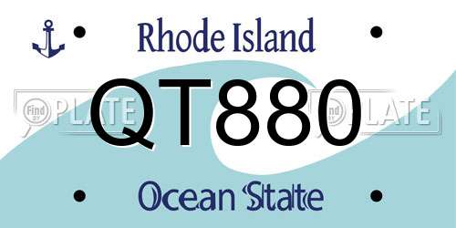 QT880 Rhode Island License Plate