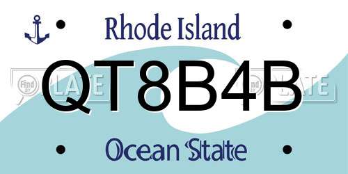 QT8B4B Rhode Island License Plate