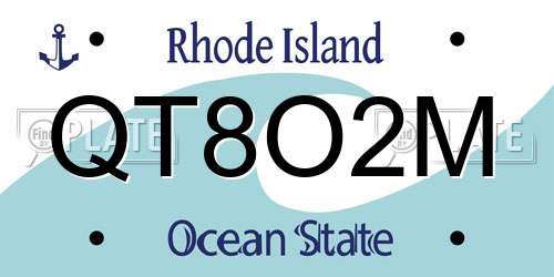 QT8O2M Rhode Island License Plate
