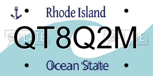 QT8Q2M Rhode Island License Plate