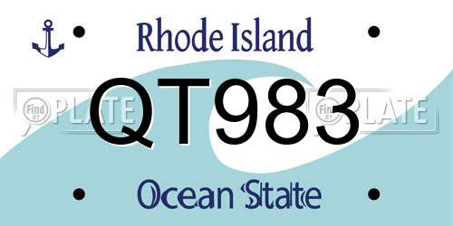 QT983 Rhode Island License Plate