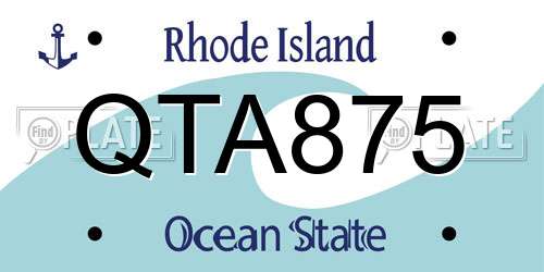 QTA875 Rhode Island License Plate