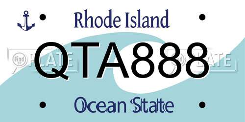 QTA888 Rhode Island License Plate