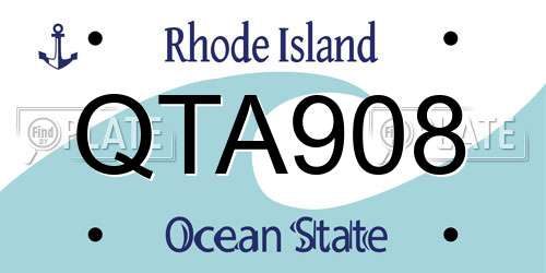 QTA908 Rhode Island License Plate