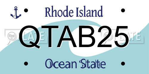 QTAB25 Rhode Island License Plate