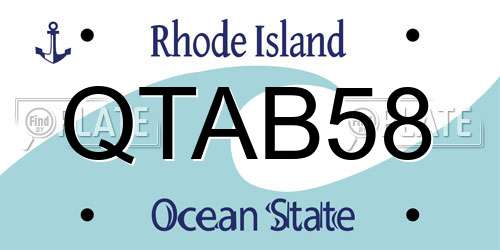 QTAB58 Rhode Island License Plate