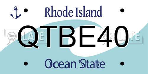 QTBE40 Rhode Island License Plate