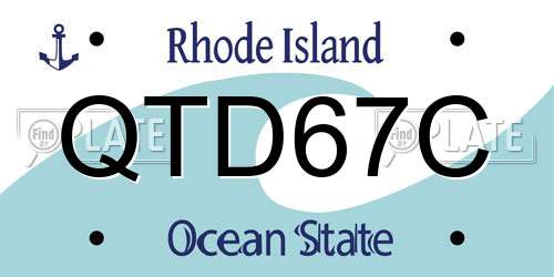 QTD67C Rhode Island License Plate