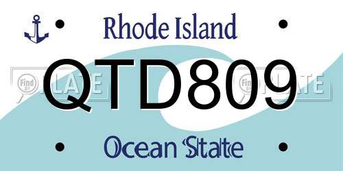 QTD809 Rhode Island License Plate