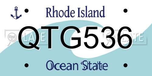 QTG536 Rhode Island License Plate