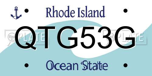 QTG53G Rhode Island License Plate