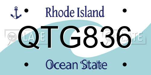 QTG836 Rhode Island License Plate