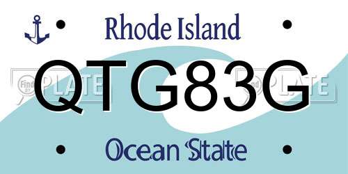 QTG83G Rhode Island License Plate