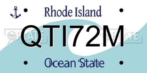 QTI72M Rhode Island License Plate