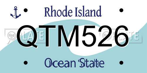 QTM526 Rhode Island License Plate