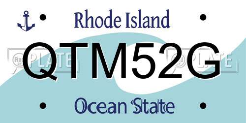 QTM52G Rhode Island License Plate