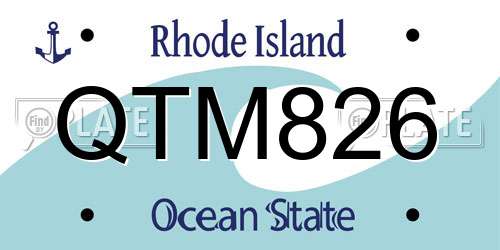 QTM826 Rhode Island License Plate