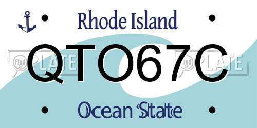 QTO67C Rhode Island License Plate