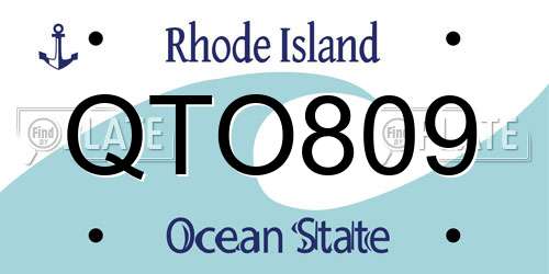 QTO809 Rhode Island License Plate