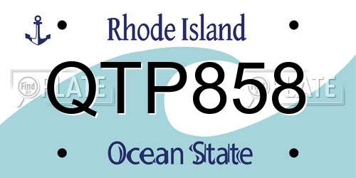 QTP858 Rhode Island License Plate