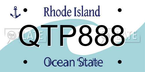QTP888 Rhode Island License Plate