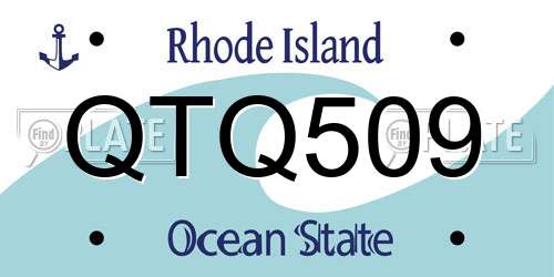 QTQ509 Rhode Island License Plate
