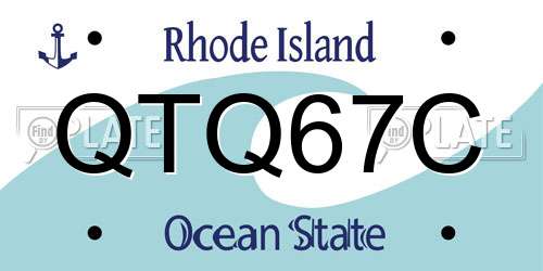QTQ67C Rhode Island License Plate