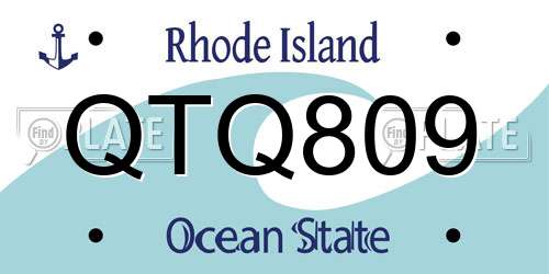 QTQ809 Rhode Island License Plate