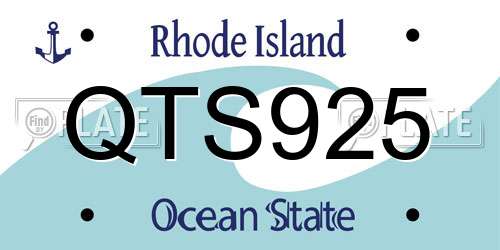 QTS925 Rhode Island License Plate