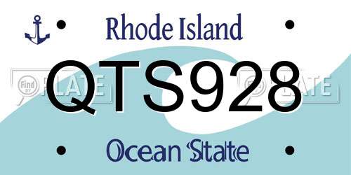 QTS928 Rhode Island License Plate