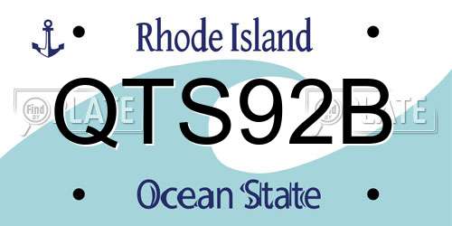 QTS92B Rhode Island License Plate