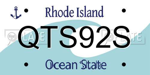 QTS92S Rhode Island License Plate