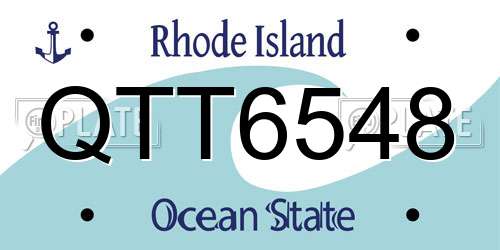 QTT6548 Rhode Island License Plate