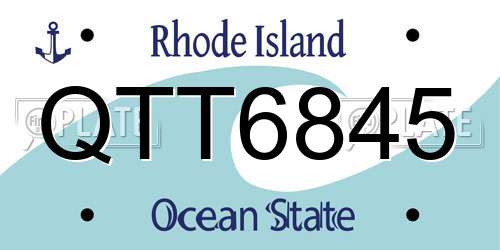QTT6845 Rhode Island License Plate