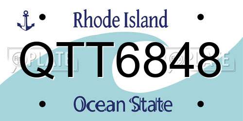 QTT6848 Rhode Island License Plate