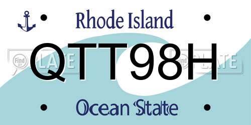 QTT98H Rhode Island License Plate