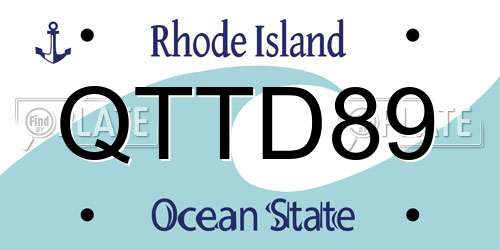 QTTD89 Rhode Island License Plate