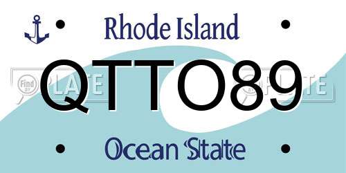 QTTO89 Rhode Island License Plate