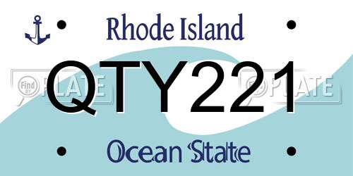 QTY221 Rhode Island License Plate