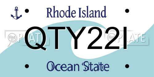 QTY22I Rhode Island License Plate