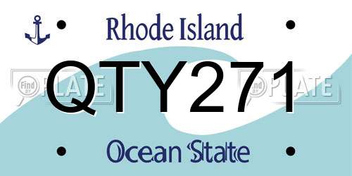 QTY271 Rhode Island License Plate