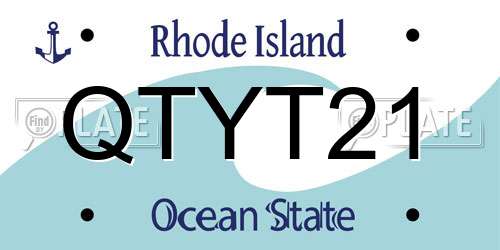 QTYT21 Rhode Island License Plate