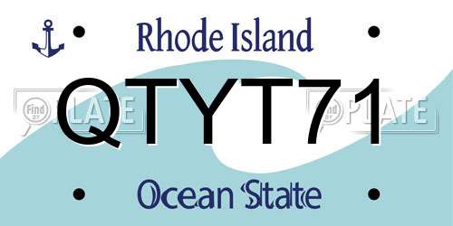 QTYT71 Rhode Island License Plate