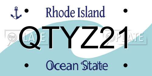 QTYZ21 Rhode Island License Plate